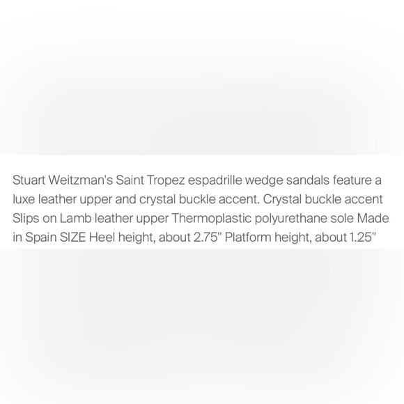 Stuart Weitzman Saint Tropez Crystal Buckle Slide Espadrille Wedge Sandals NWOB - Picture 12 of 12